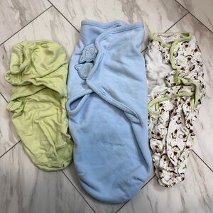 Baby Swaddle Set in Blue, Green, and Monkey Print